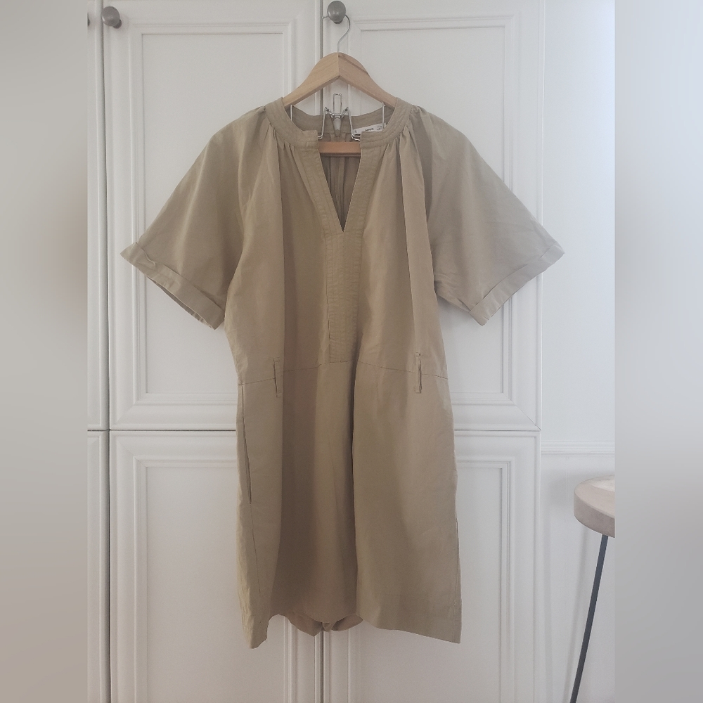 MNG mango khaki safari romper jumpsuit sz  L - Picture 2 of 12